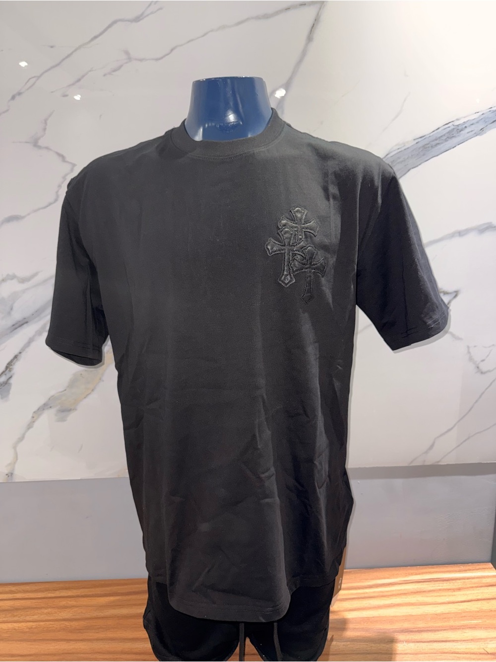 Chrome Hearts Black Short-Sleeve Cross Embroidered Tee